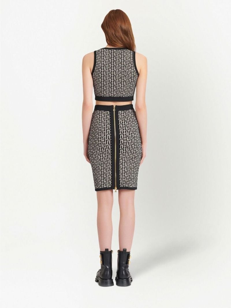 Neutral Monogram Jacquard Crop Top
