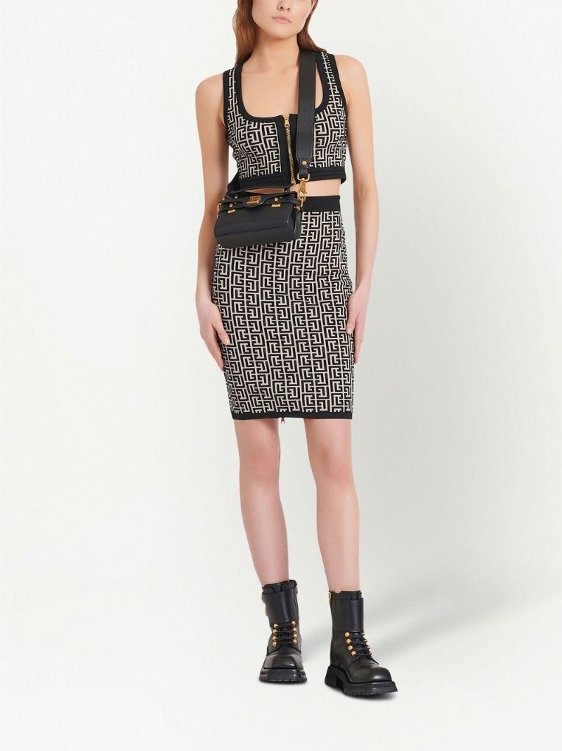 Neutral Monogram Jacquard Crop Top