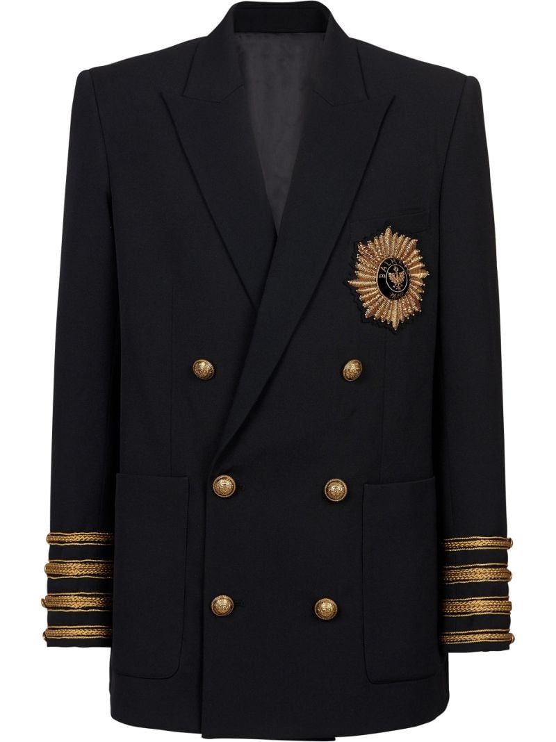 Blue Double-breasted Wool Blazer