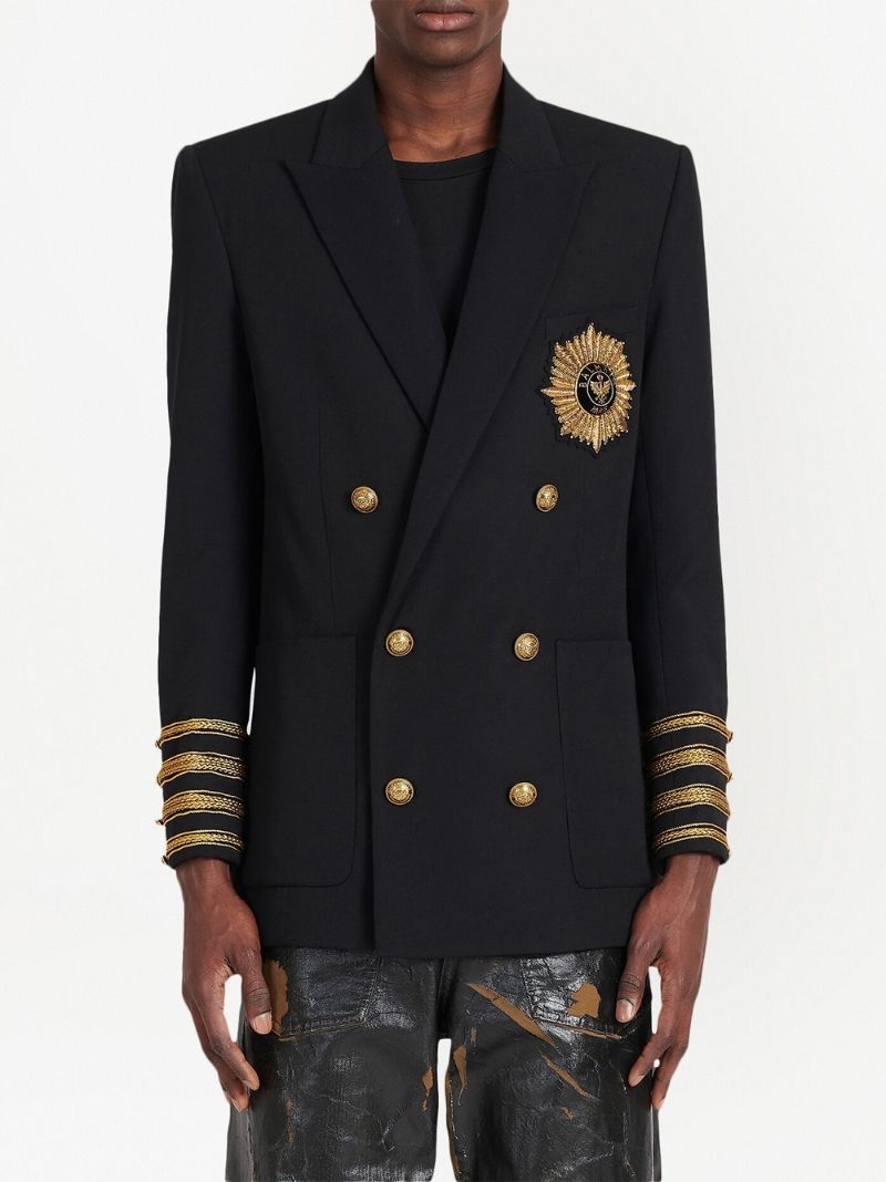 Blue Double-breasted Wool Blazer