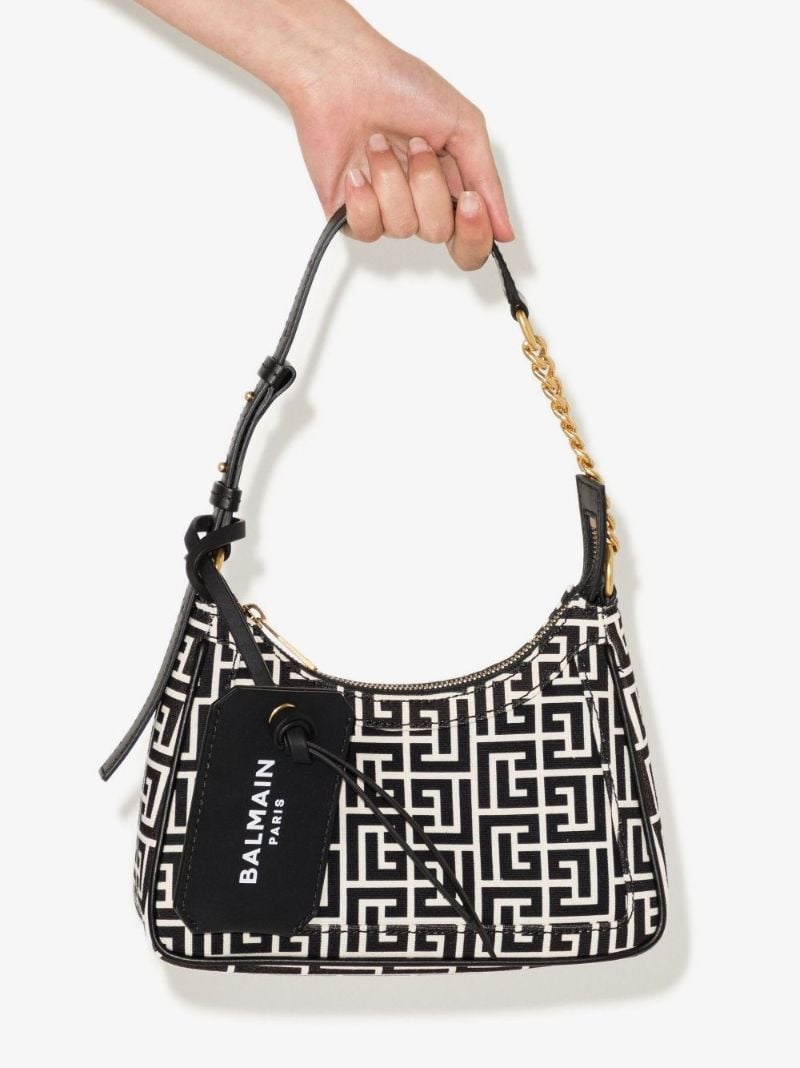 Black and White B-army Monogram Shoulder Bag