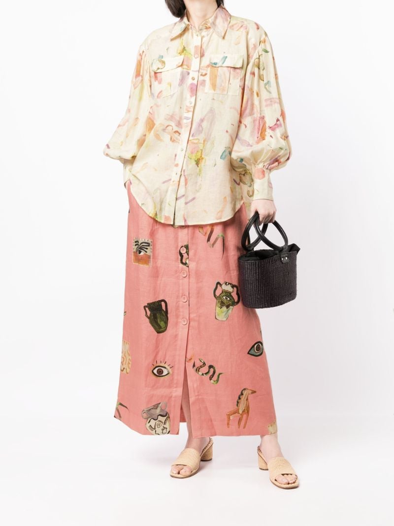 Multicoloured Annie Printed Linen Utility Shirt