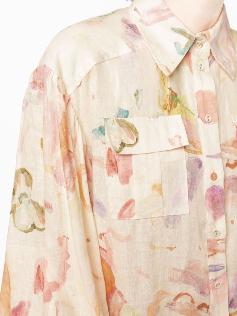 Multicoloured Annie Printed Linen Utility Shirt