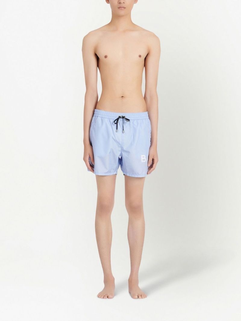 Blue Logo Print Swim Shorts