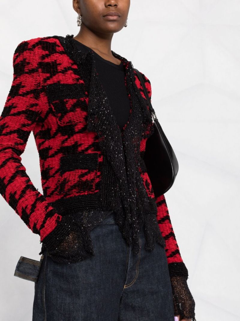 Red Destroyed Knit Jacket