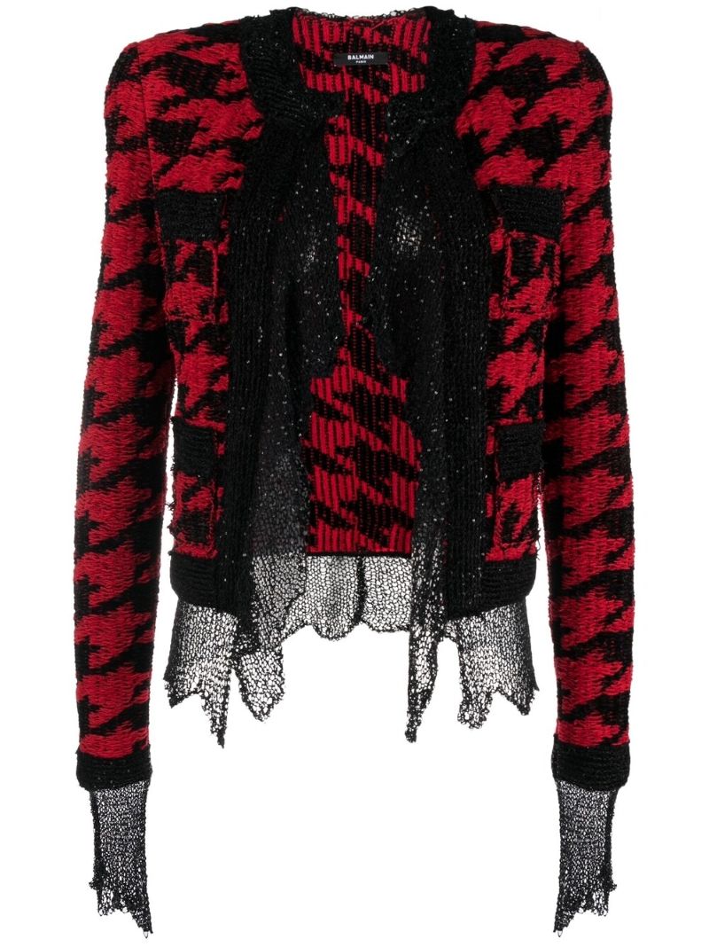 Red Destroyed Knit Jacket