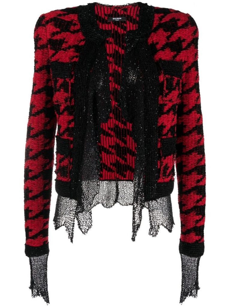 Red Destroyed Knit Jacket