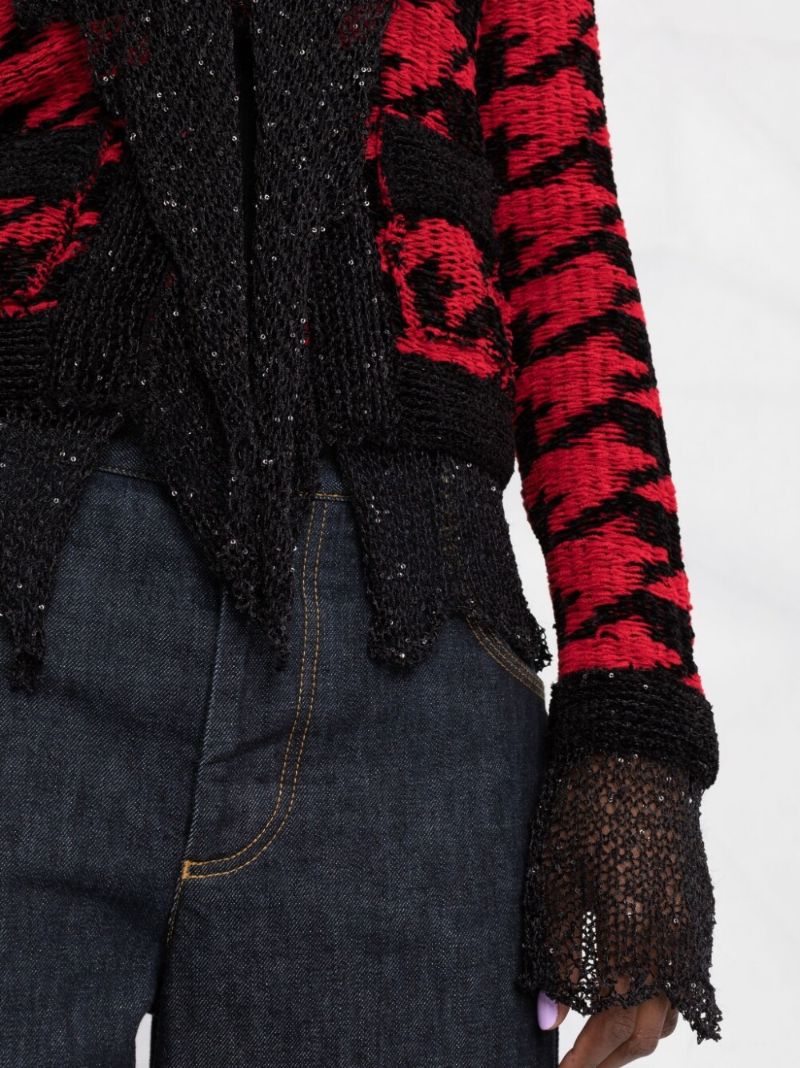 Red Destroyed Knit Jacket