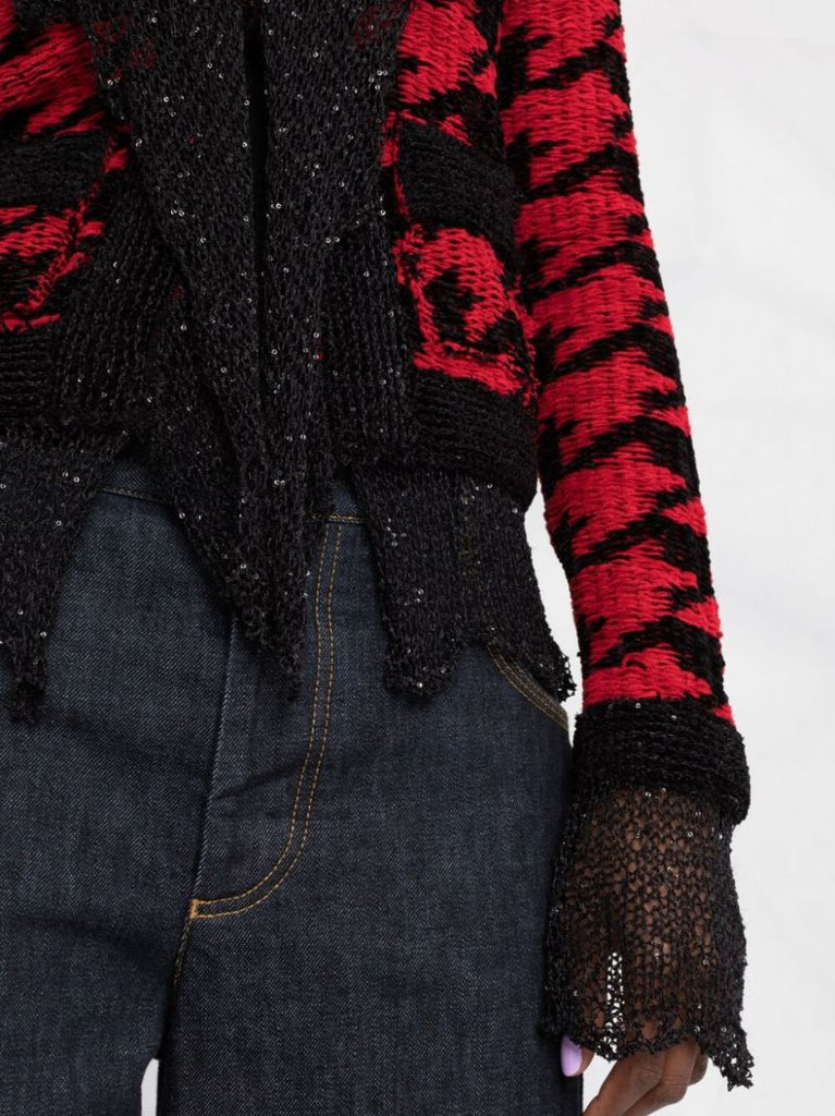Red Destroyed Knit Jacket