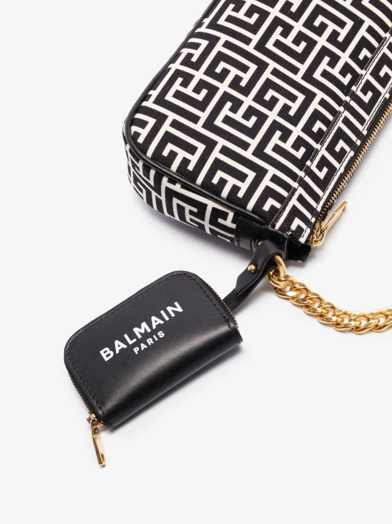 Black and White B-army Monogram Canvas Shoulder Bag