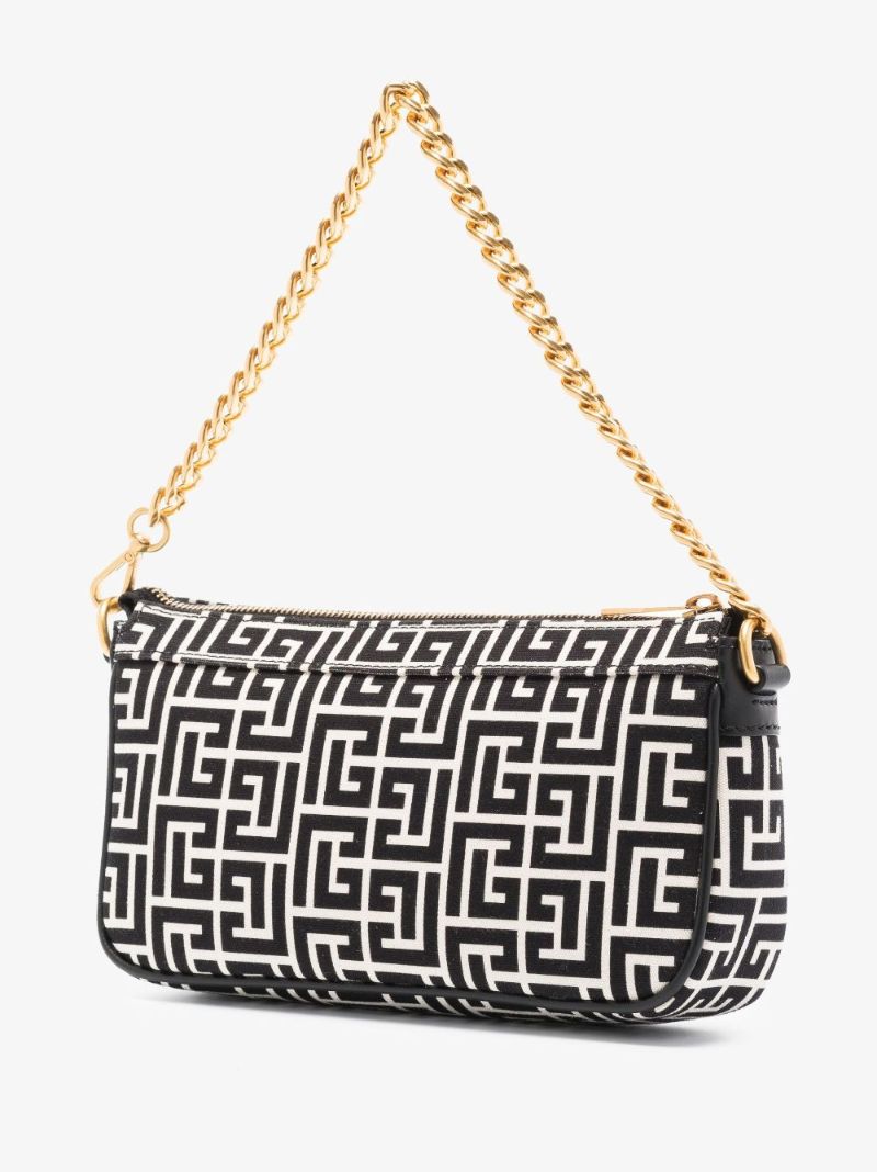 Black and White B-army Monogram Canvas Shoulder Bag