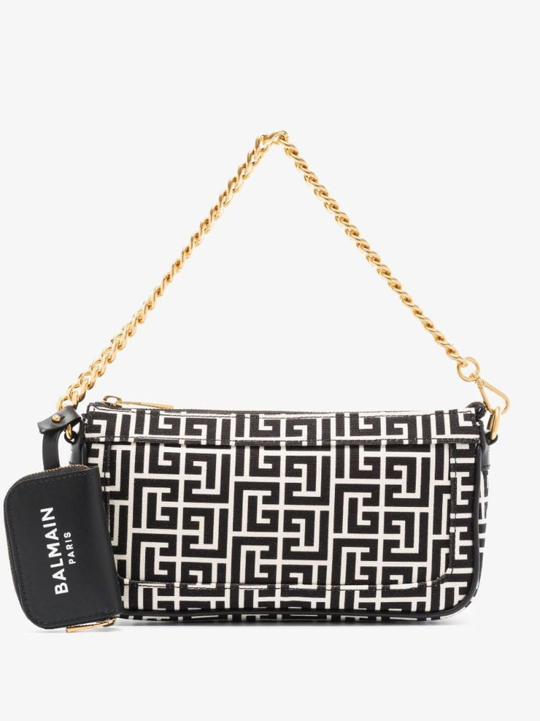 Black and White B-army Monogram Canvas Shoulder Bag