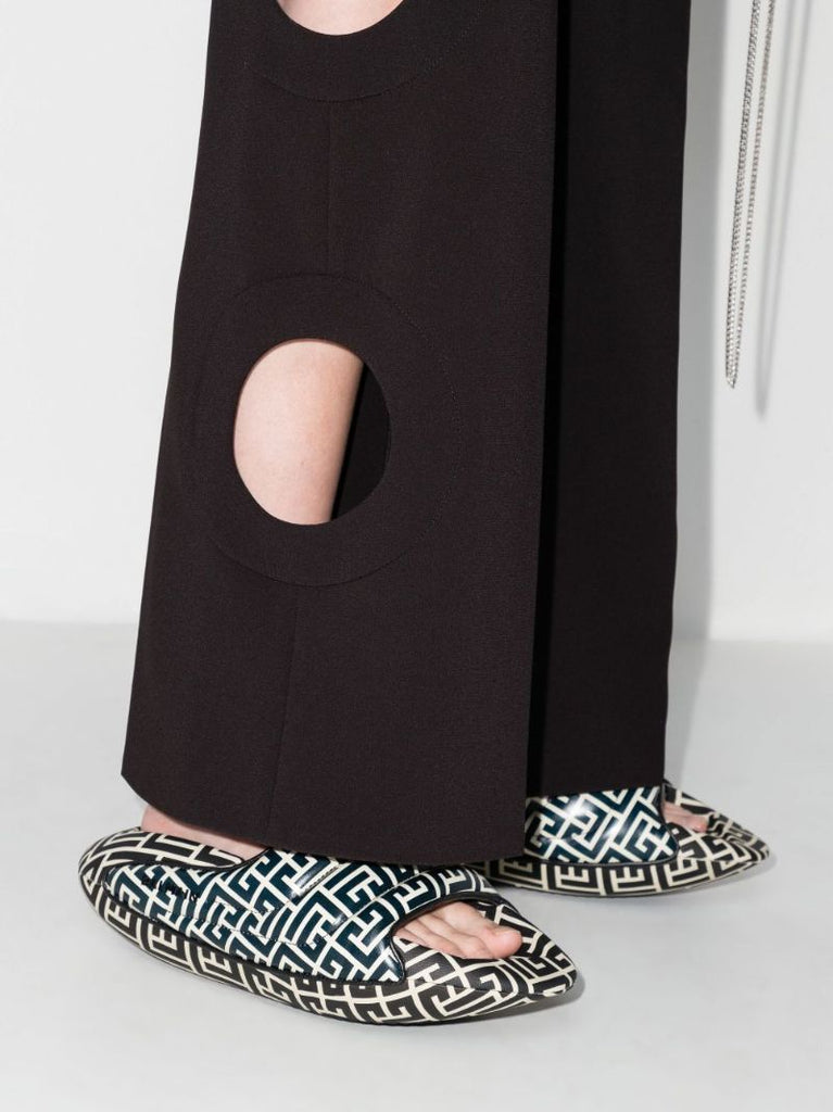Black B-it Monogram Print Slides