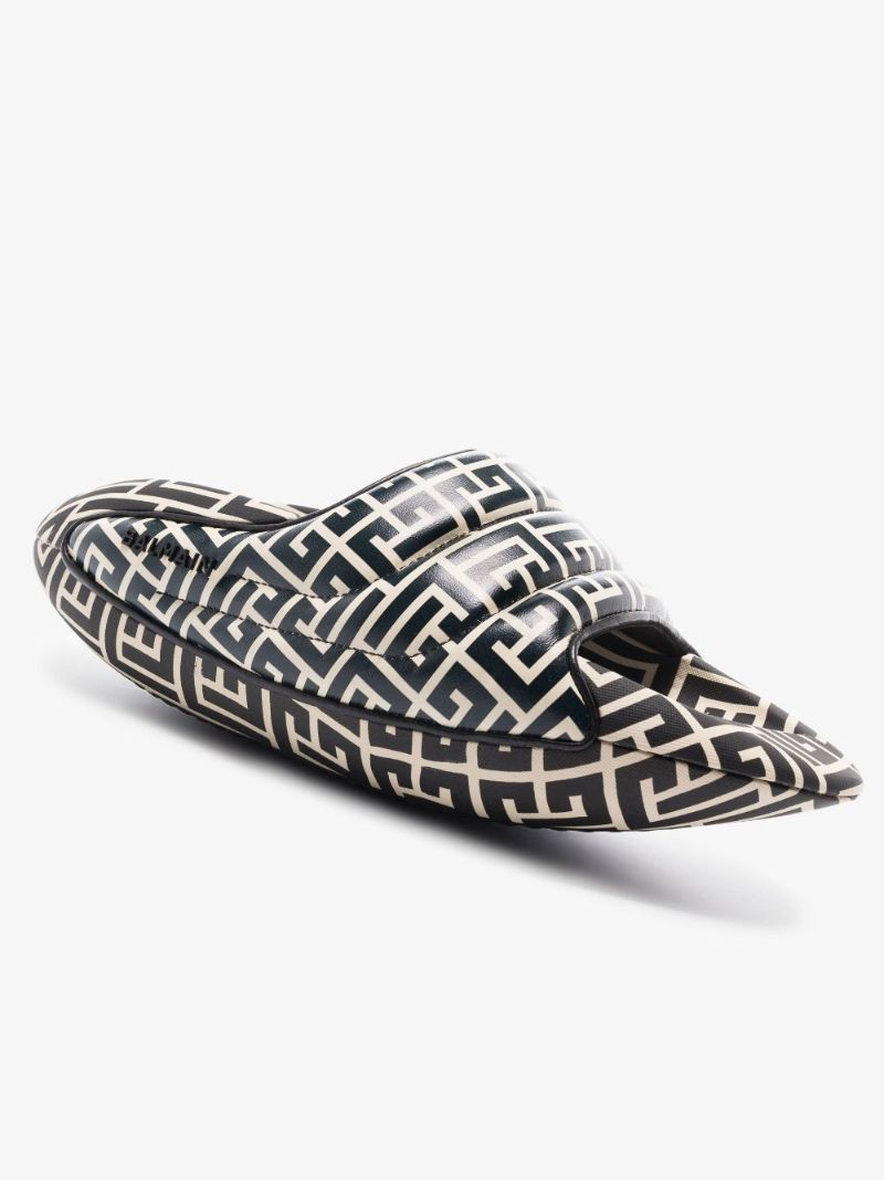 Black B-it Monogram Print Slides
