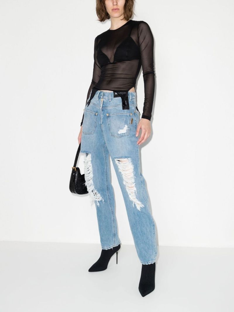 Blue Back-to-front Ripped Jeans