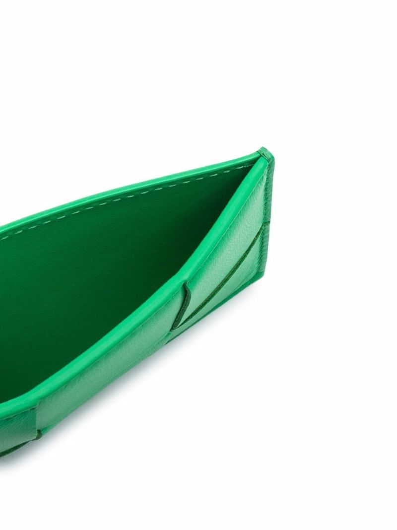 Green Intrecciato Leather Card Holder