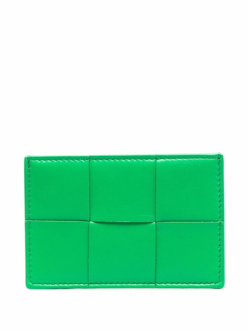 Green Intrecciato Leather Card Holder