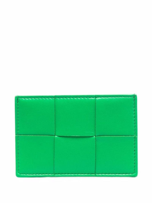 Green Intrecciato Leather Card Holder