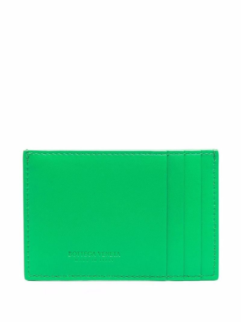 Green Intrecciato Leather Card Holder