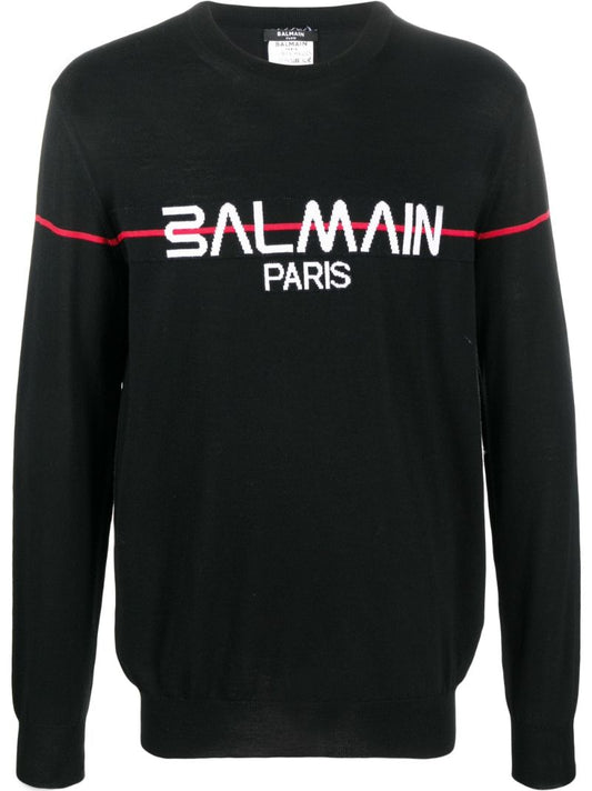 Black Logo Intarsia Sweater