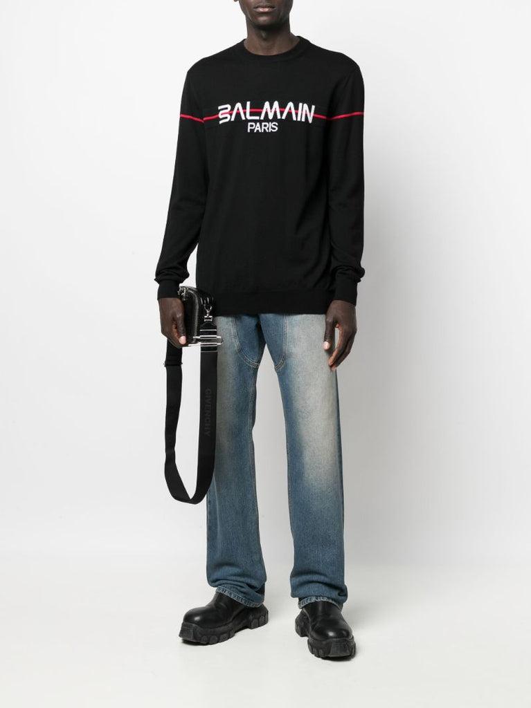 Black Logo Intarsia Sweater