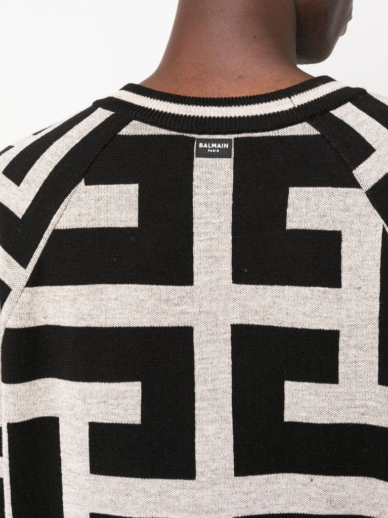 Neutral Monogram Jacquard Sweater