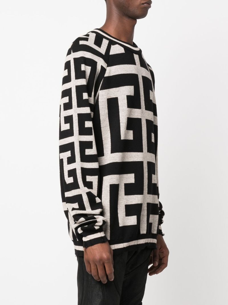 Neutral Monogram Jacquard Sweater