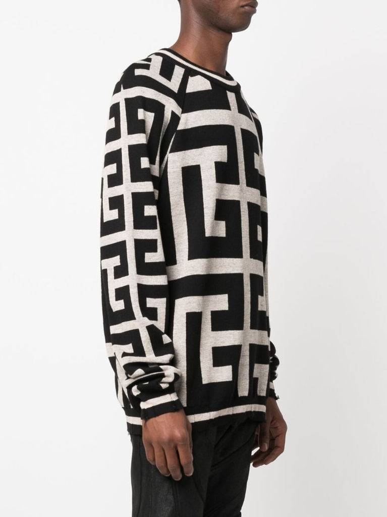 Neutral Monogram Jacquard Sweater