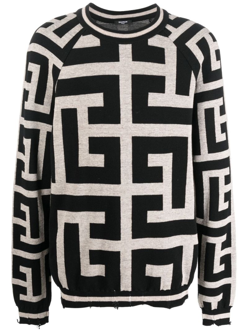 Neutral Monogram Jacquard Sweater