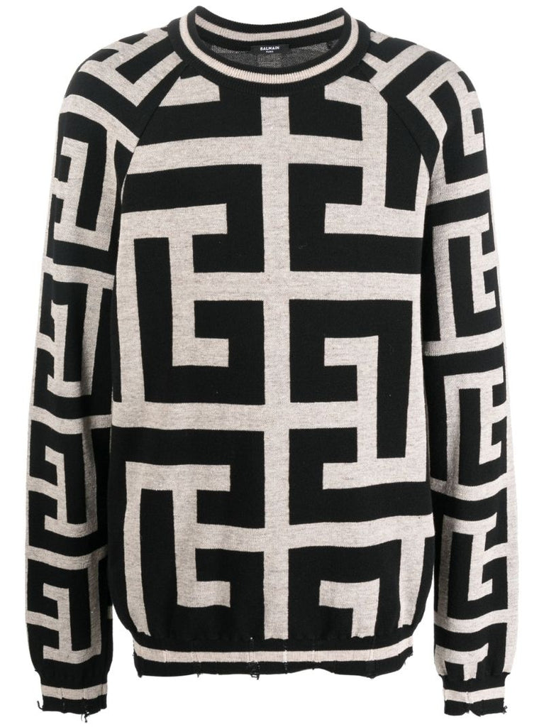 Neutral Monogram Jacquard Sweater