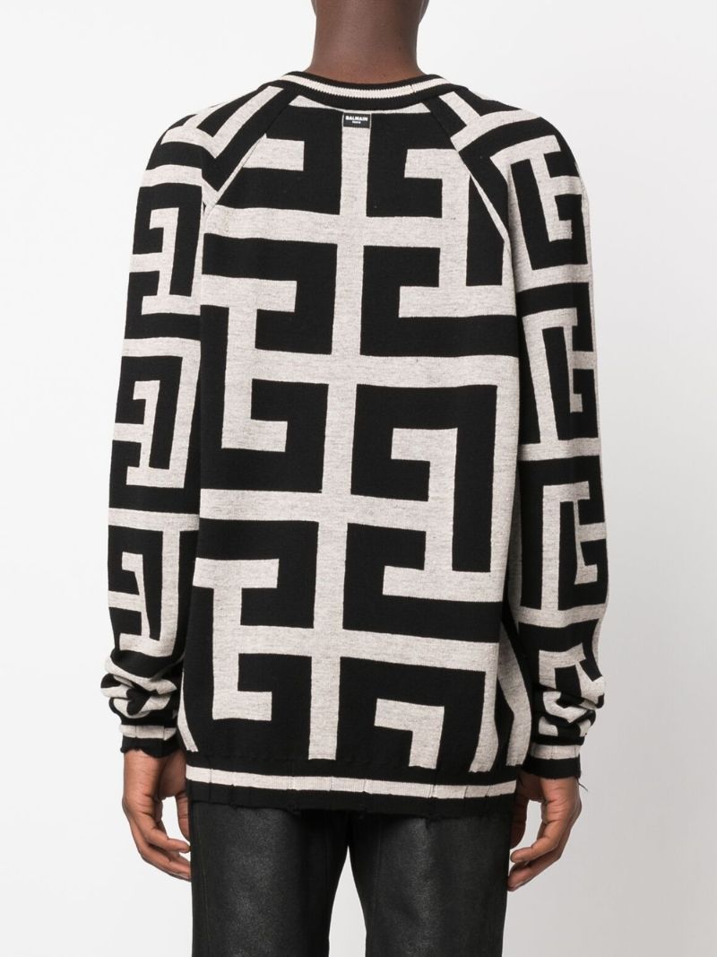 Neutral Monogram Jacquard Sweater