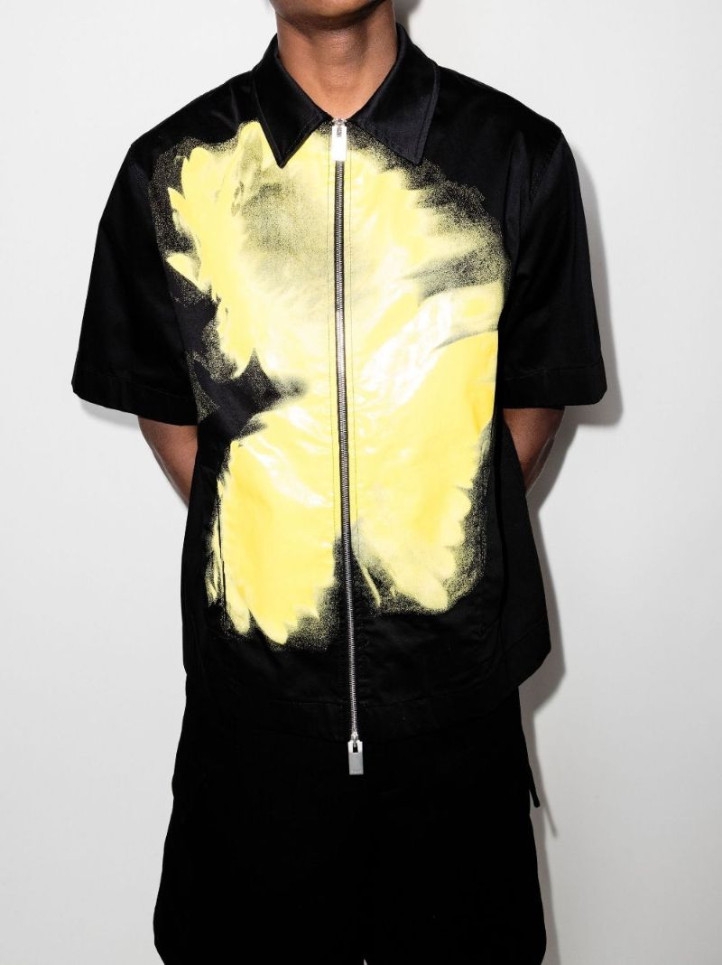 Graphic Print Zip-up Shirt