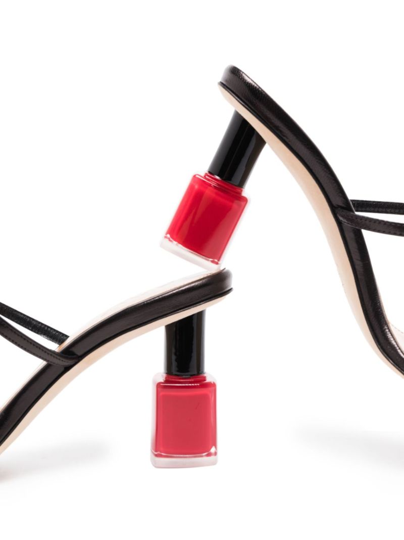 Black Nail Polish 80 Leather Sandals