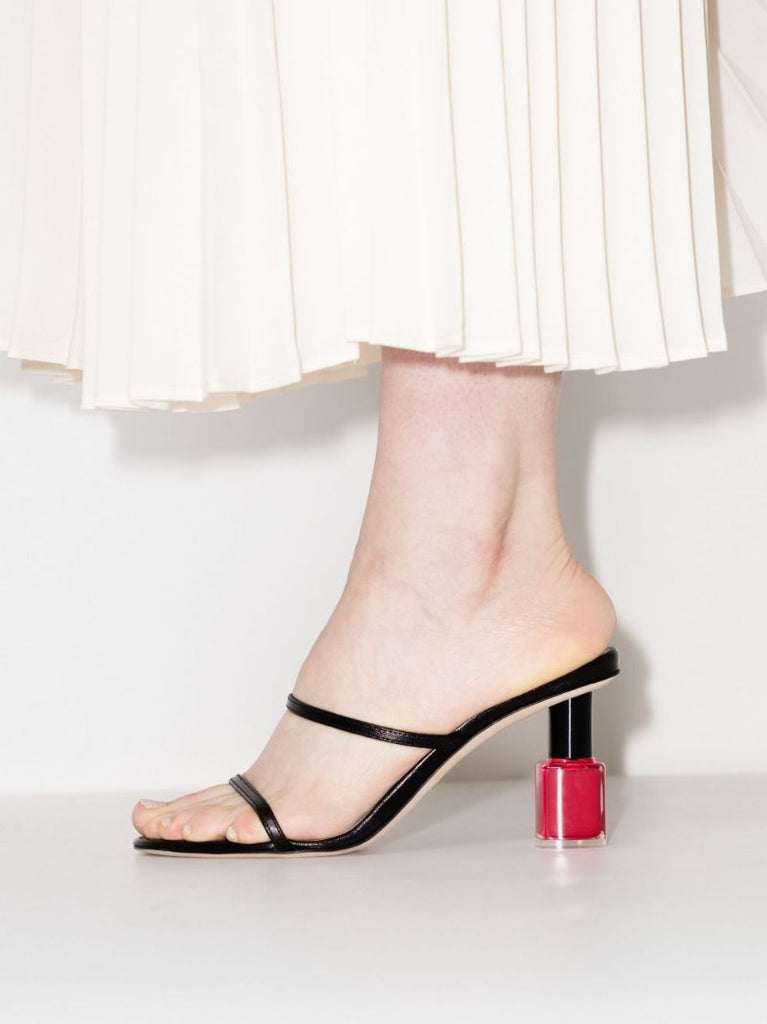 Black Nail Polish 80 Leather Sandals