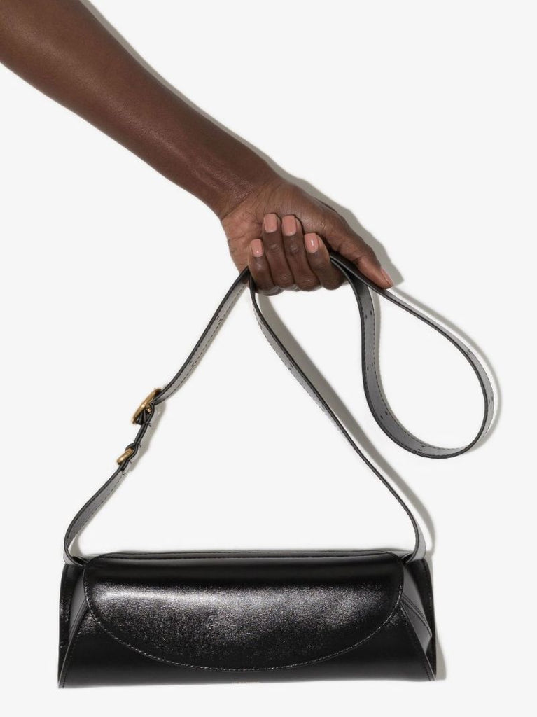 Black Cannolo Small Leather Shoulder Bag
