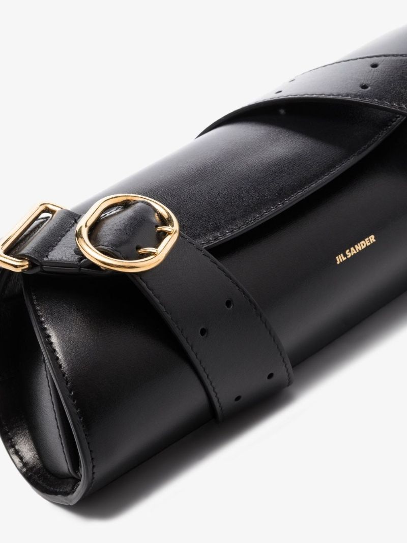 Black Cannolo Small Leather Shoulder Bag