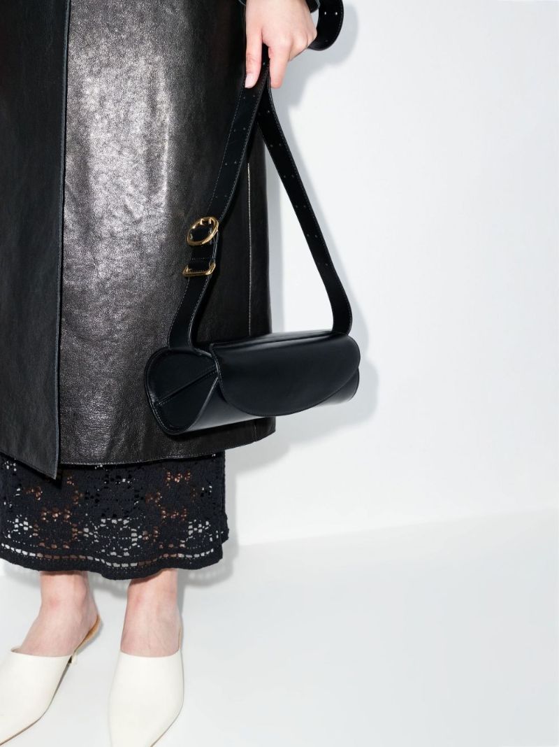 Black Cannolo Small Leather Shoulder Bag