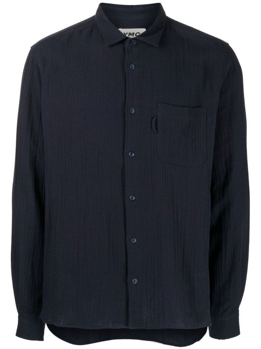 Blue Curtis Crinkled Cotton Shirt