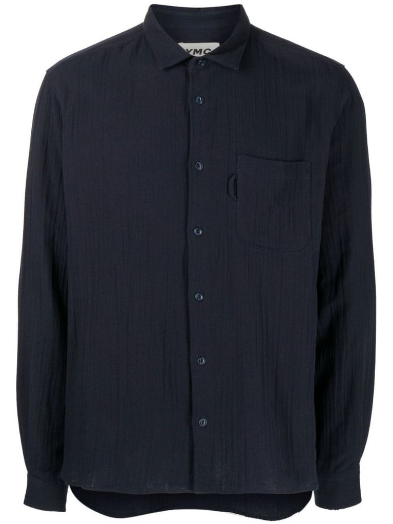 Blue Curtis Crinkled Cotton Shirt
