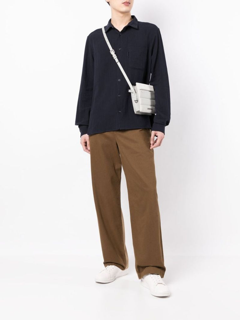 Blue Curtis Crinkled Cotton Shirt