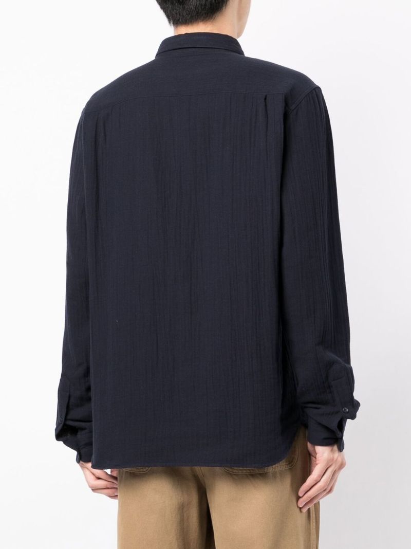 Blue Curtis Crinkled Cotton Shirt