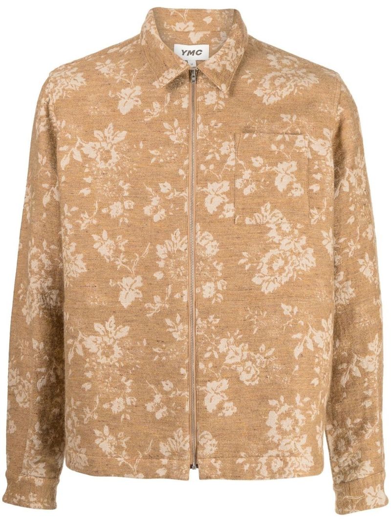 Brown Bowie Floral Jacquard Shirt Jacket