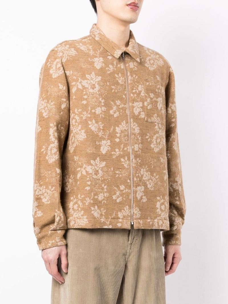Brown Bowie Floral Jacquard Shirt Jacket