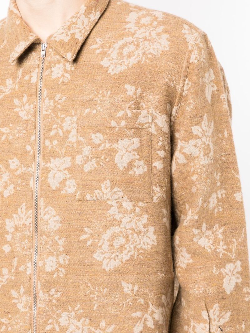 Brown Bowie Floral Jacquard Shirt Jacket