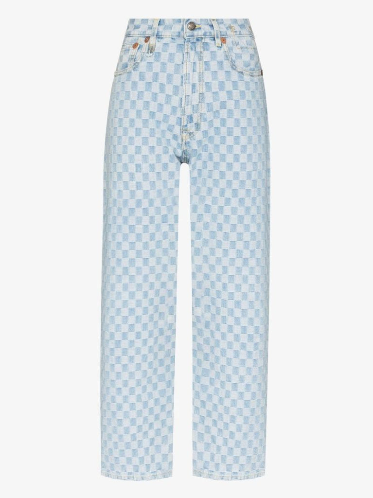 Checkerboard Straight Leg Jeans