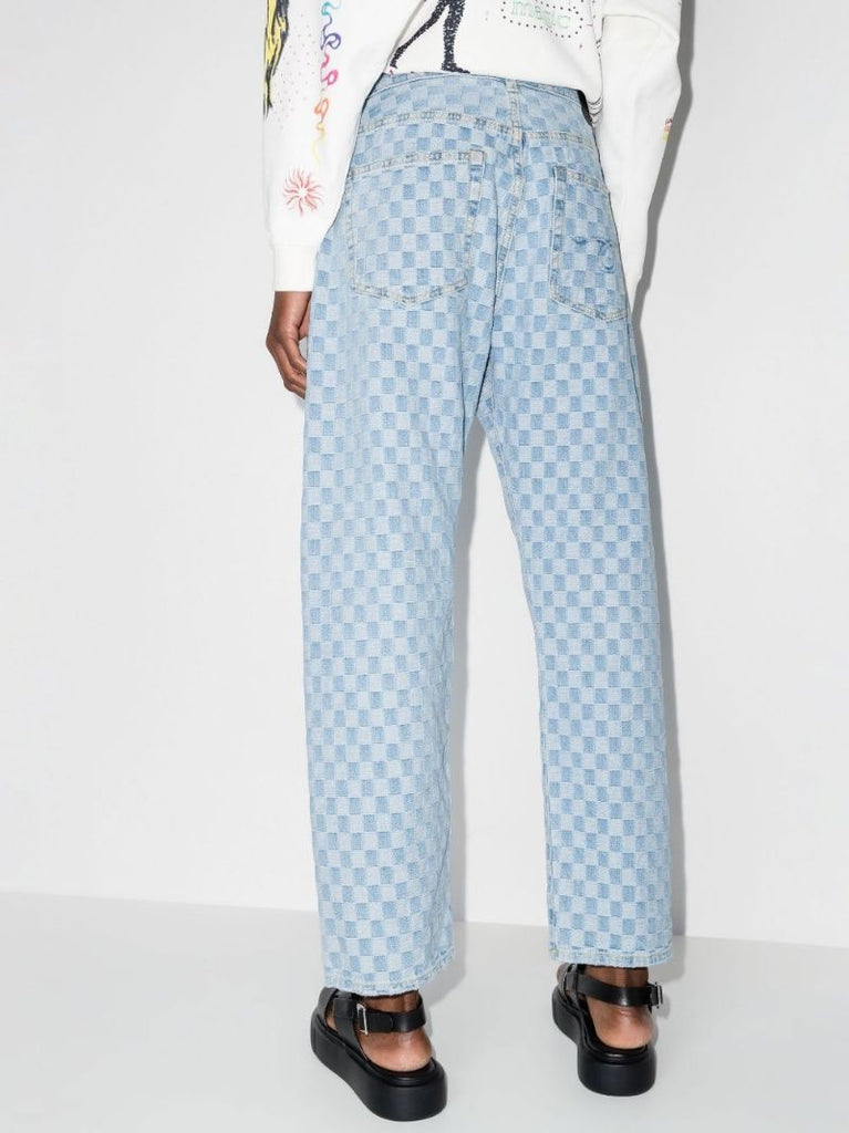 Checkerboard Straight Leg Jeans