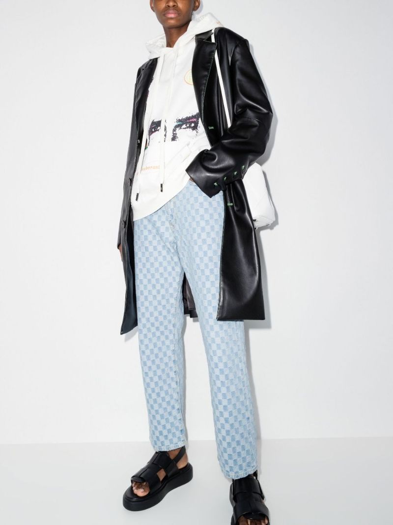 Checkerboard Straight Leg Jeans
