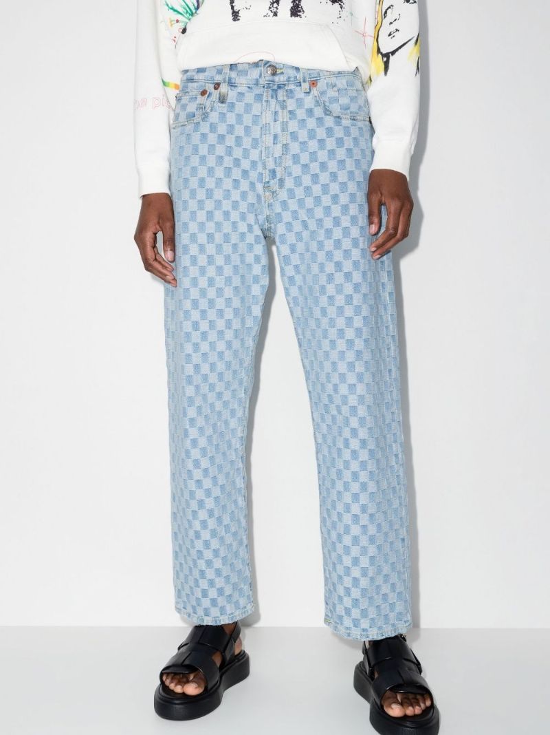 Checkerboard Straight Leg Jeans