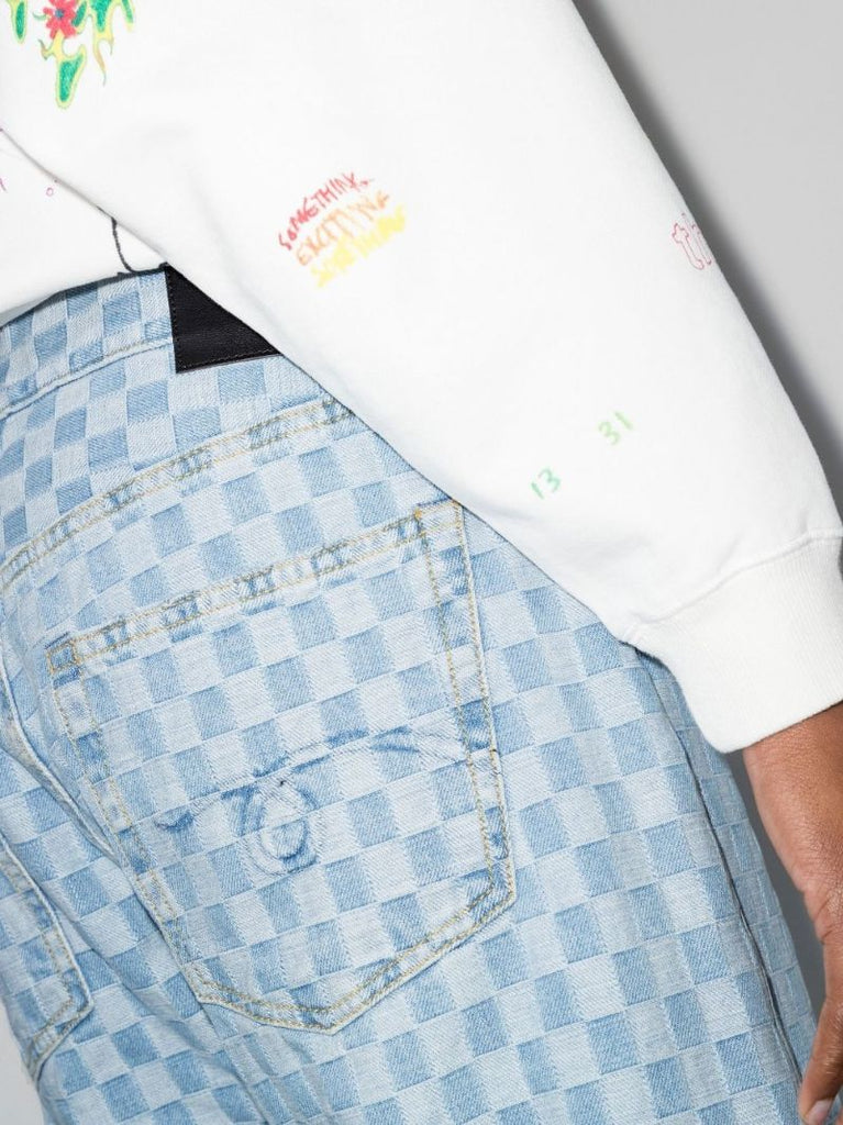 Checkerboard Straight Leg Jeans