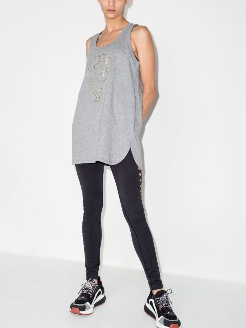 Grey Pesci Print Cotton Vest Top